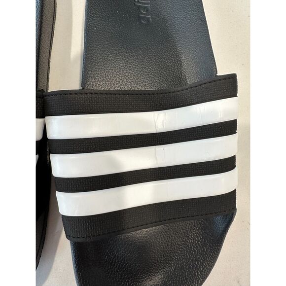 NWOT Adidas Adilette Shower Slides Black and White Size 9 - Picture 6 of 8
